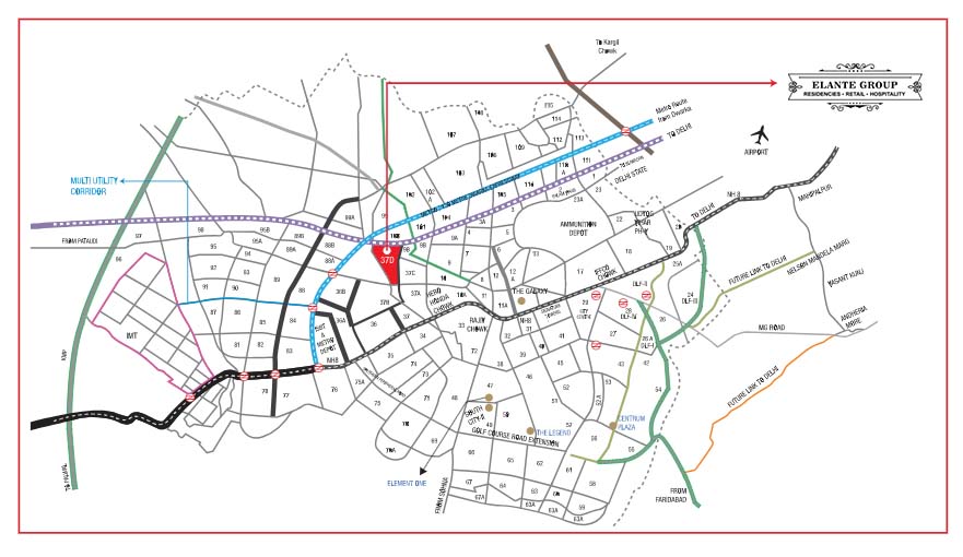 Elante Commercial Sector 37d Gurgaon location map